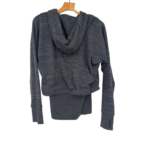 Athleta Tiger Terry Hoodie gray Hoodie Ribbed Waist Zip Jacket size medium - Picture 3 of 7